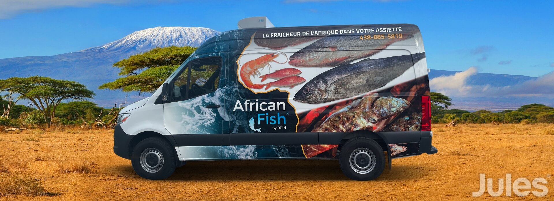 Lettrage mercedes sprinter african fish nourriture africaine