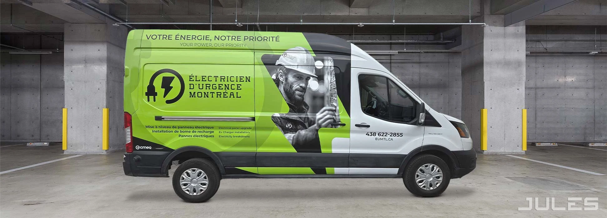 ELECTRICIEN URGENCE MONTREAL FORD TRANSIT SUPER FLASH 3/4 WRAP