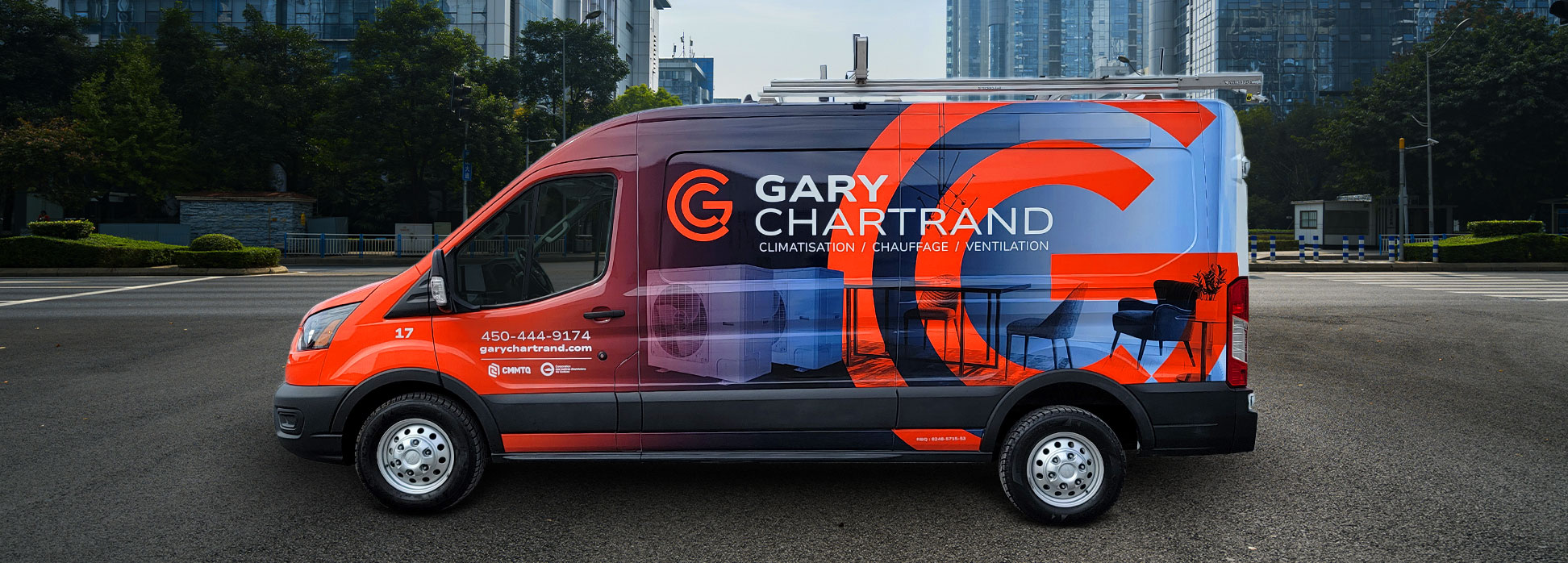 GARY CHARTRAND FORD TRANSIT LETTRAGE COMPLET