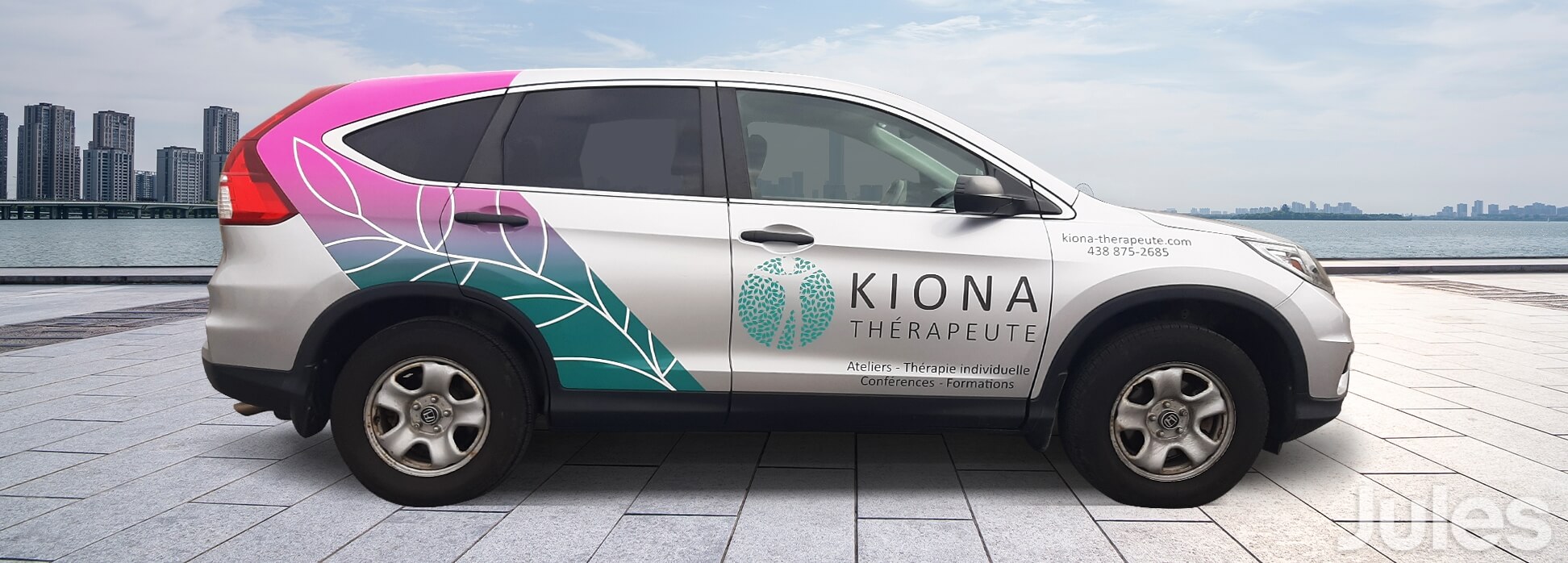 KIONA THERAPEUTE LETTRAGE HONDA CR-V WRAP ATELIERS THERAPIE INDIVIDUELLE CONFERENCES FORMATIONS