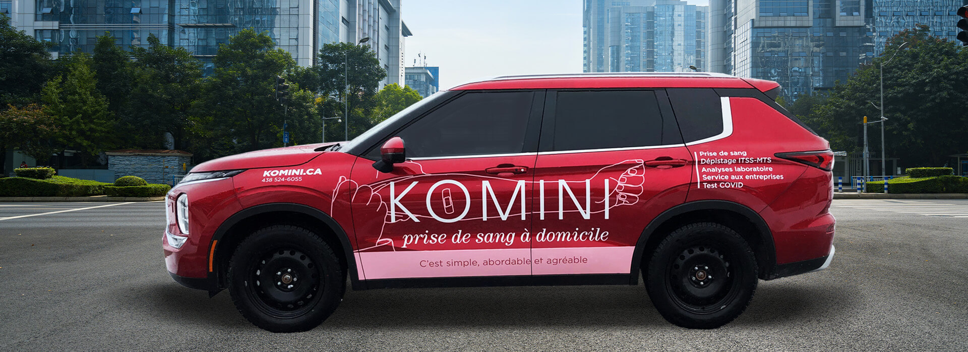 lettrage de véhicule Komini prise de sang à domicile test covid