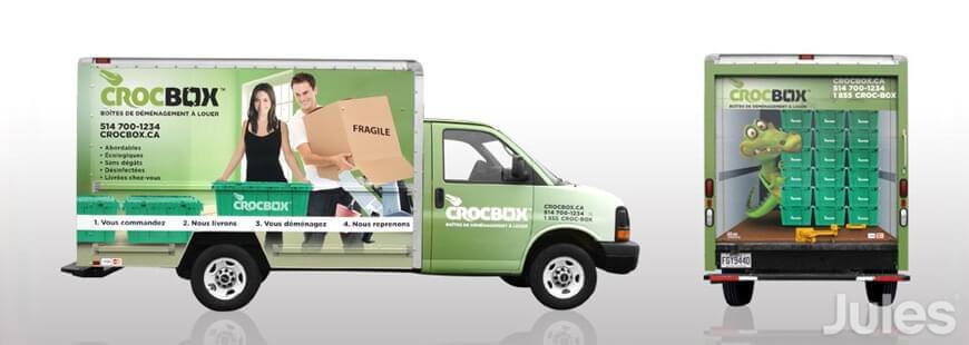 lettrage du camion de l'entreprise CrocBox par Jules Communications