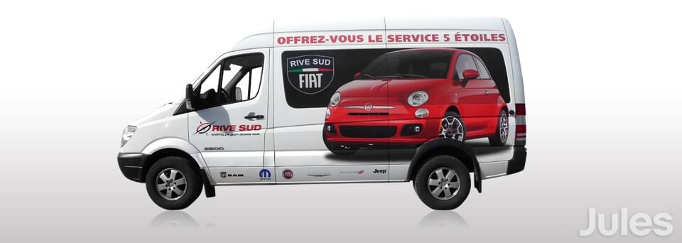 lettrage pour Fiat Rive Sud par Jules Communications