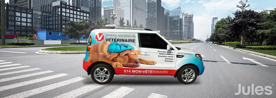 lettrage automobile kia soul hopital rousillon vétérinaire animaux par jules communications autocollant vinyle